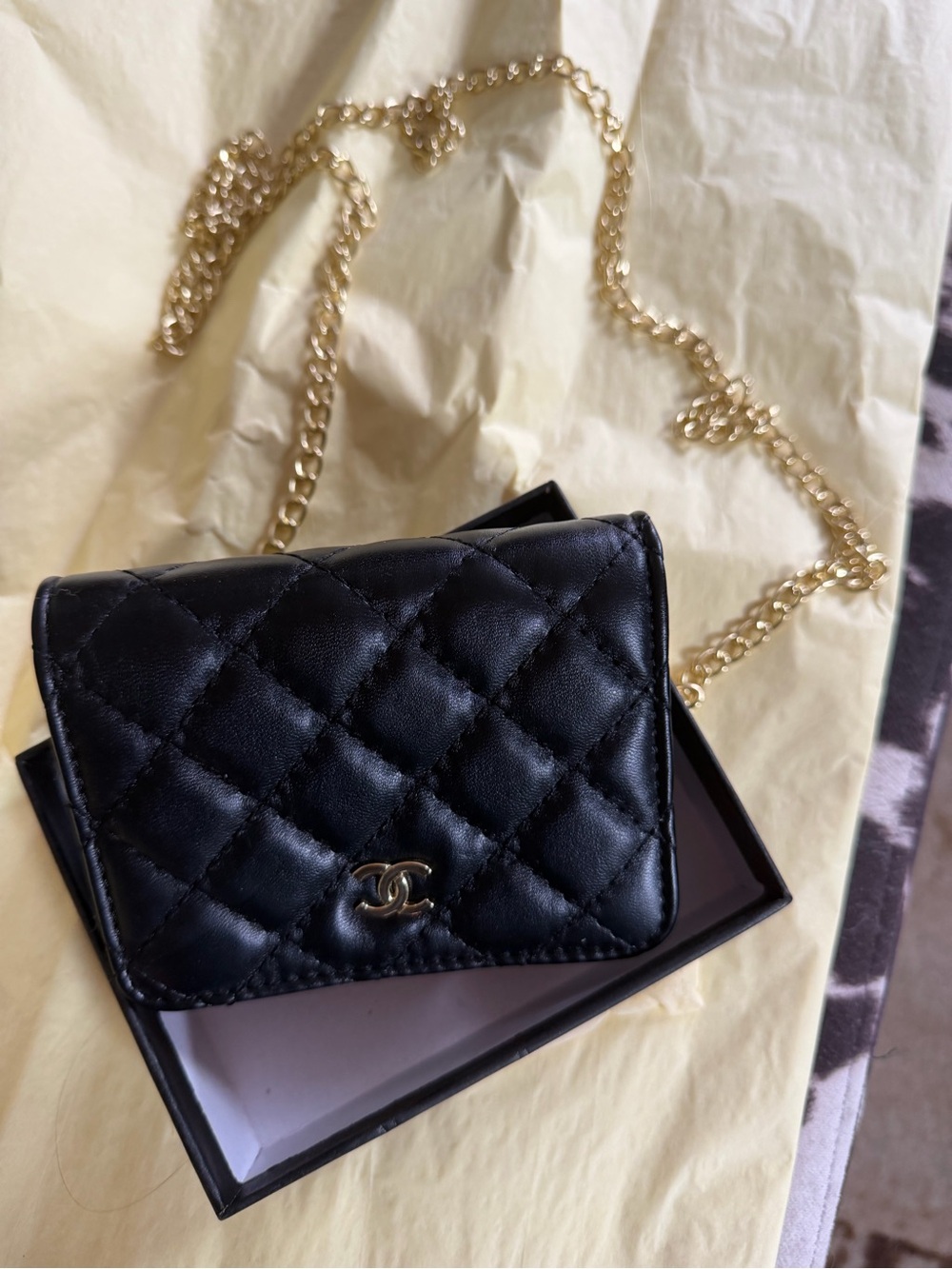 Quilted Black Mini Chain Wallet-Crossbody, NEW, Fashion accessory